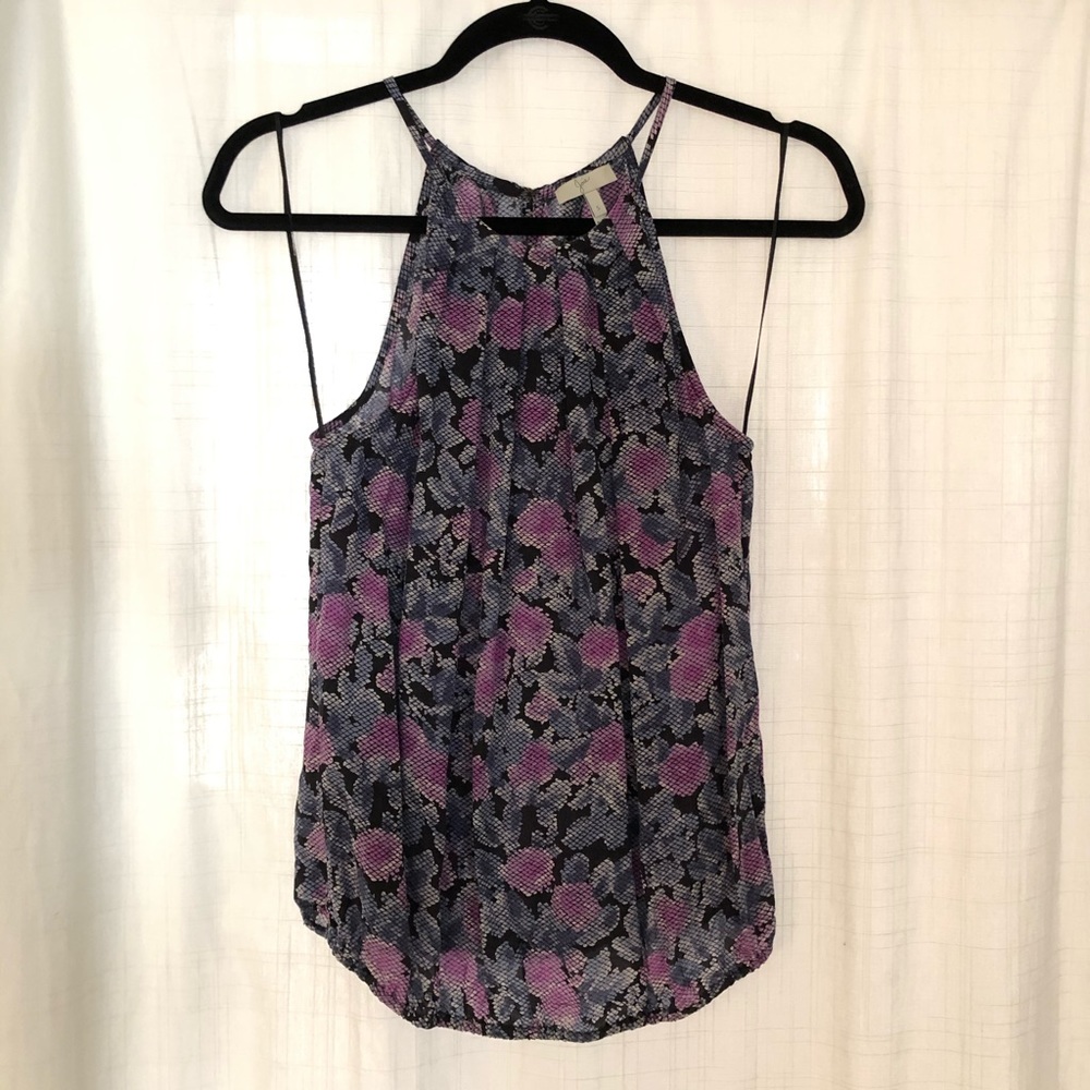 Joie blue and purple snake print halter top Small